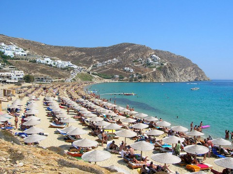 Elias Beach on the Greek island of Mykonos.