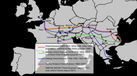 Historical map of the Orient-Express