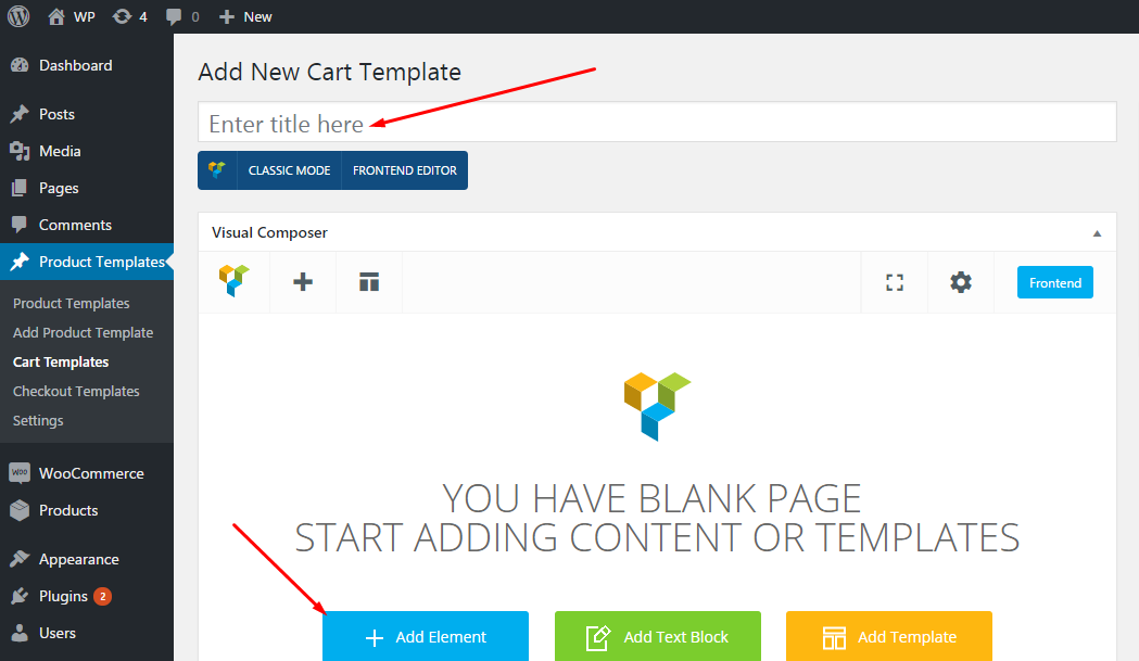 Cart page templates