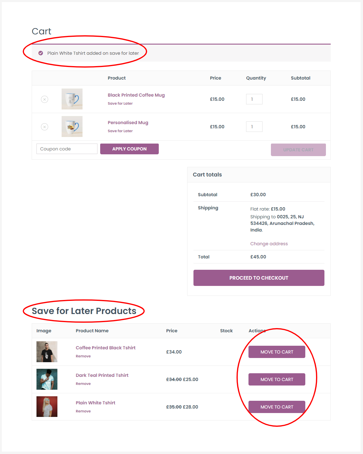 WooCommerce Save for Later list for admin