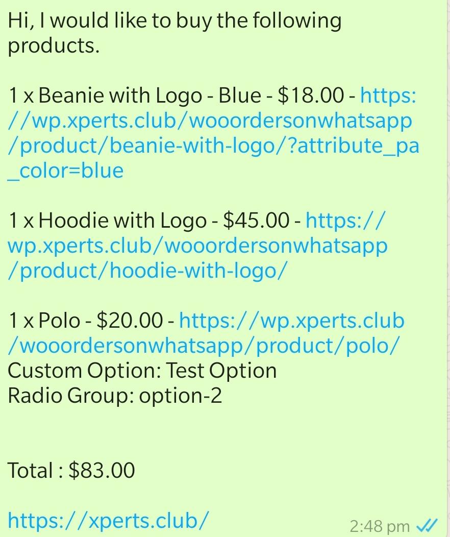 Woocommerce Orders on WhatsApp - 3